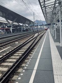 Empty railroad station platform