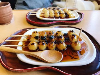 Close-up of food in plate on table