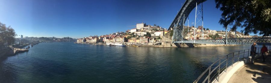 Panoramic view of river and buildings against sky