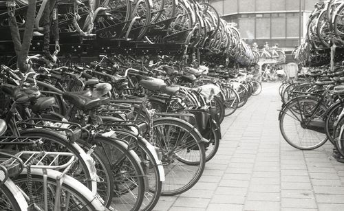 Bicycles on cobblestone street