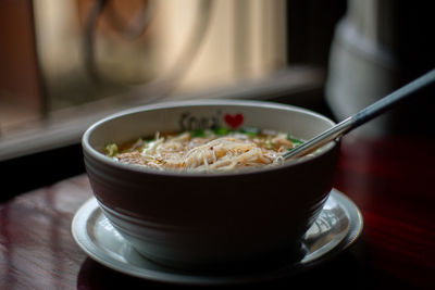 Close-up of soup in bowl