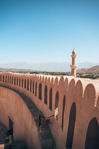 Bridge over river against clear blue sky