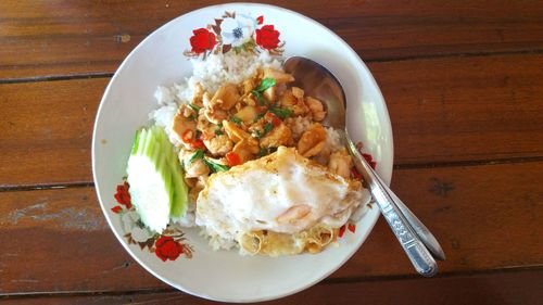 High angle view of meal served in plate