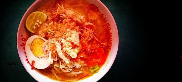 High angle view of food in bowl