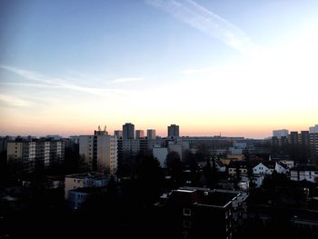 View of city at sunset