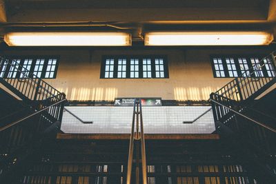 Low angle view of stairways at railroad station