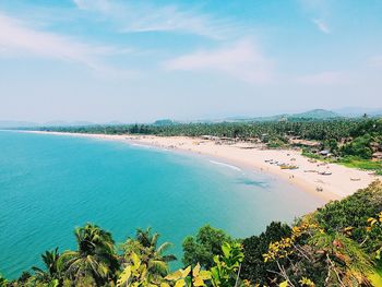 High angle view of beach against cloudy sky