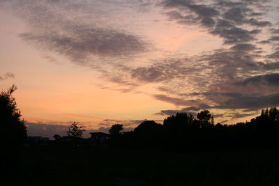 Silhouette trees against sky during sunset