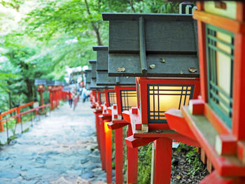 Row of red outside building