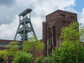 Low angle view of old building against sky