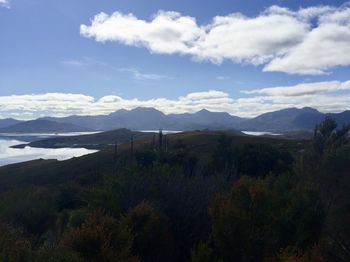 Scenic view of mountains against sky