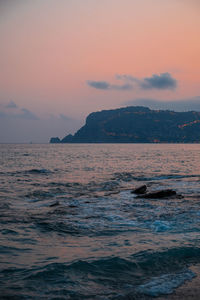 Scenic view of sea against sky during sunset