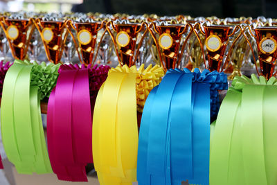 Close-up of colorful lanterns