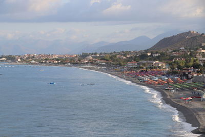 High angle view of sea against sky