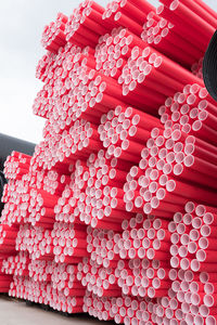 Low angle view of red lanterns