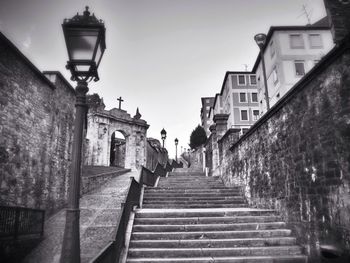 Low angle view of staircase in city