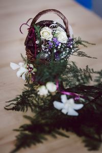Close-up of christmas decoration on table