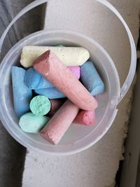 High angle view of ice cream in bowl