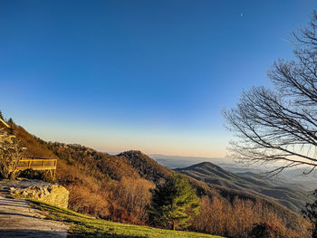 Scenic view of landscape against clear blue sky