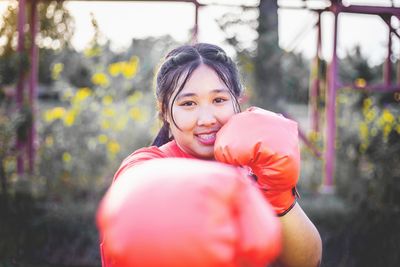 Close up portrait of confident feeling of beautiful chubby women exercise to lose weight.