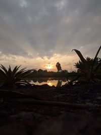 Scenic view of beach against sky during sunset