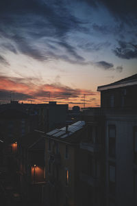 Silhouette buildings against sky during sunset