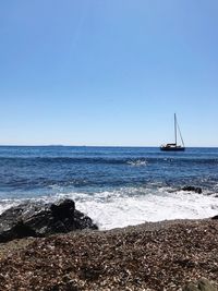 Scenic view of sea against clear sky