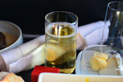 Close-up of drink in glass on table