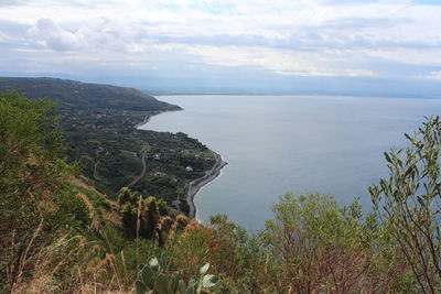 High angle view of sea against sky