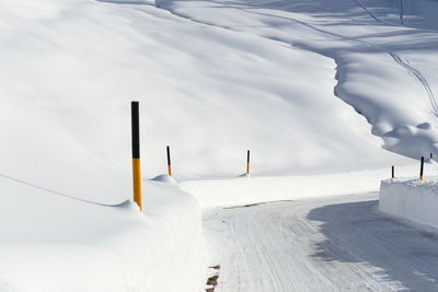 Snow covered landscape against sky
