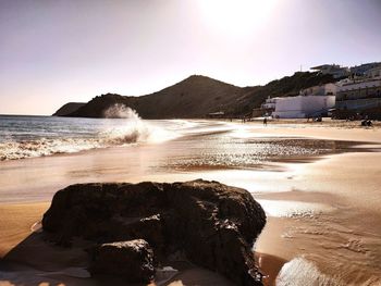 Scenic view of sea against clear sky