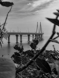 Bridge over river against sky