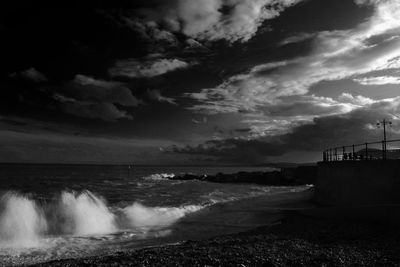 Scenic view of sea against cloudy sky