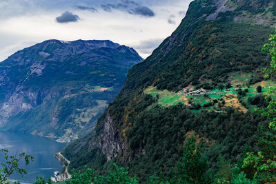 Scenic view of mountains against sky