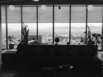 Sea seen through glass window