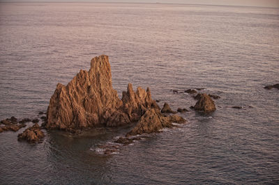 High angle view of rock on beach