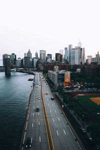 Cityscape against clear sky