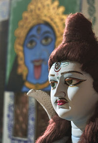 Clays idol of hindu god shiva, at kalighat paptuapara, kolkata.