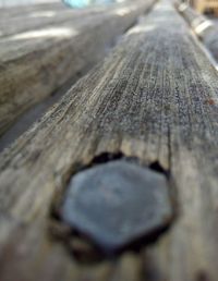 Surface level of wooden bench