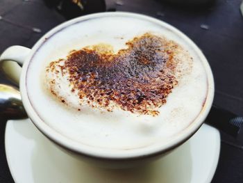 High angle view of coffee on table