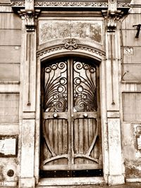 Closed door of old building