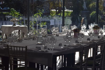 Empty chairs in restaurant