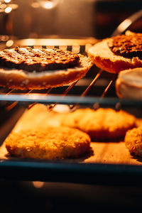 Close-up of meat on barbecue grill