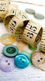 Vintage imperial tape measure and buttons