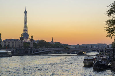 View of city at sunset