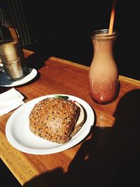 Close-up of breakfast on table