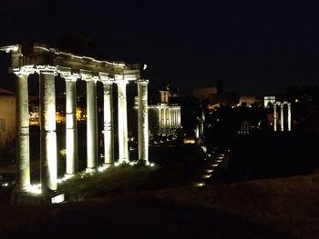 View of illuminated buildings at night