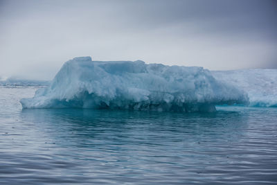 Frozen sea against sky