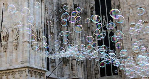 Close-up of multi colored bubbles hanging
