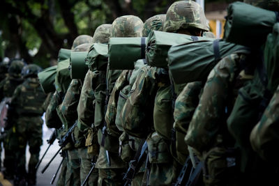 Brazilian army soldiers during military parade in celebration of brazil independence 